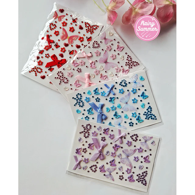 STICKER GEMAS - MARIPOSAA Y BOWS