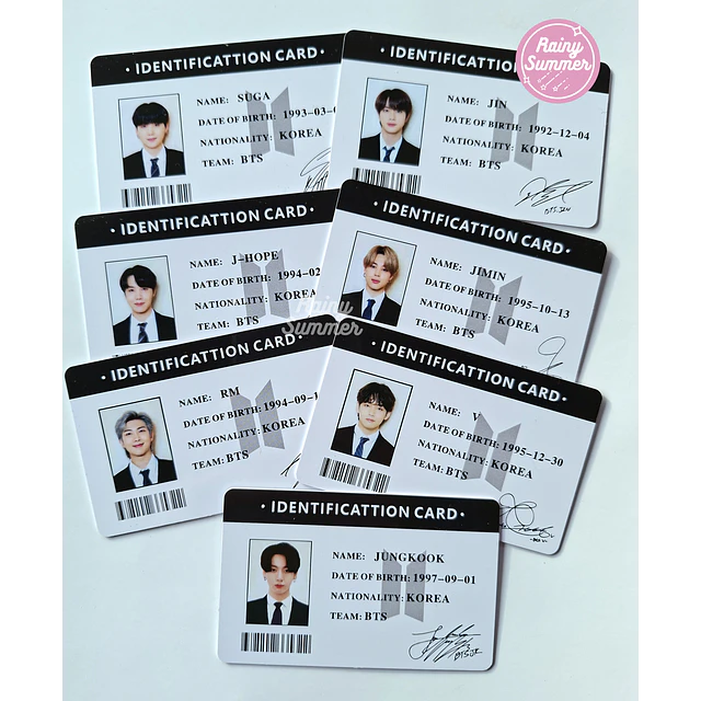 BTS - TARJETAS DE IDENTIFICACIÓN