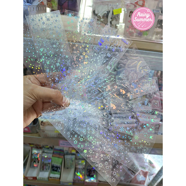 STICKER FIGURAS HOLOGRÁFICAS TRANSPARENTES