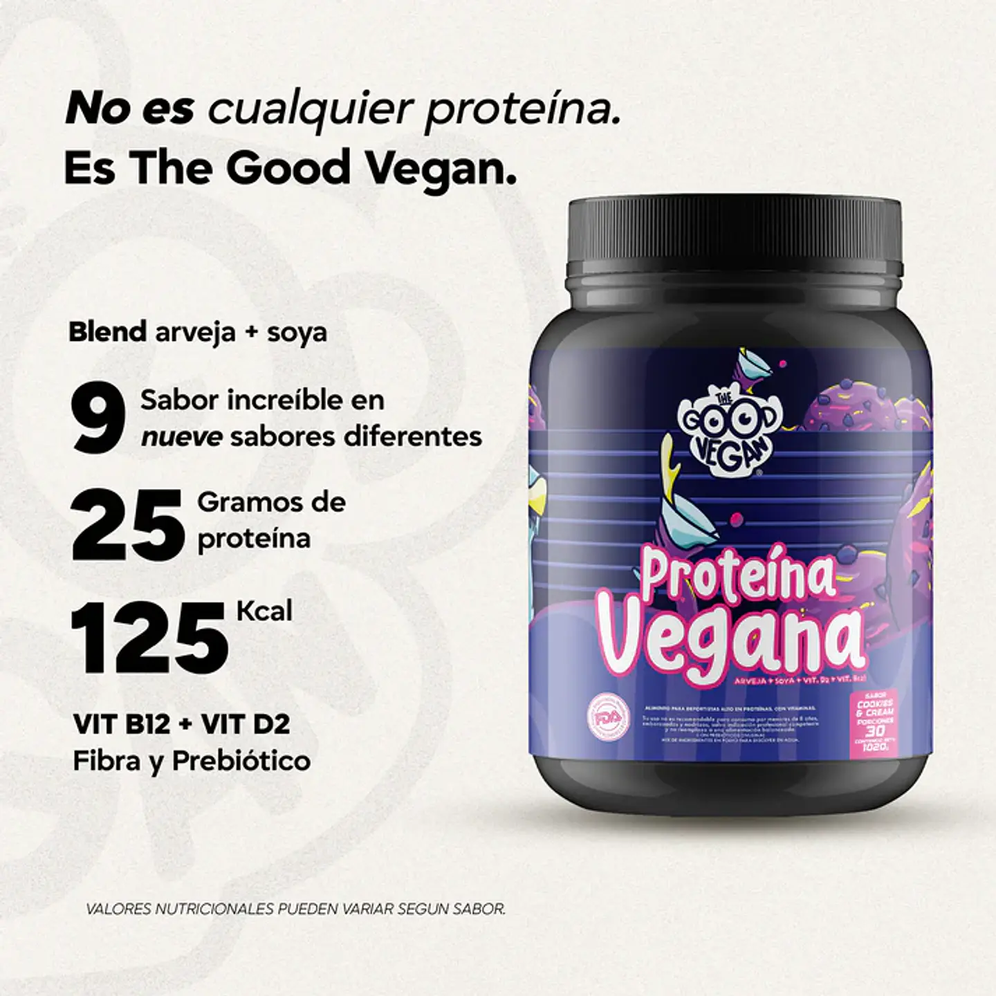 Proteína Vegana Cookies&Cream (1kg) - The Good Vegan 3