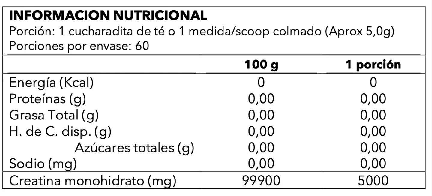 Creatina Monohidratada (300 gr) 60 servicios 3
