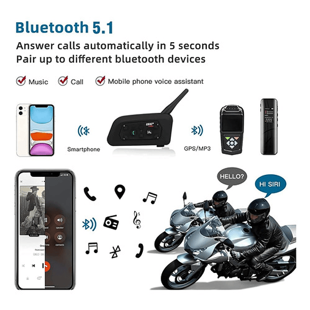 Casco V6 Pro Intercomunicador Bluetooth Integrado 1 Unidad 
