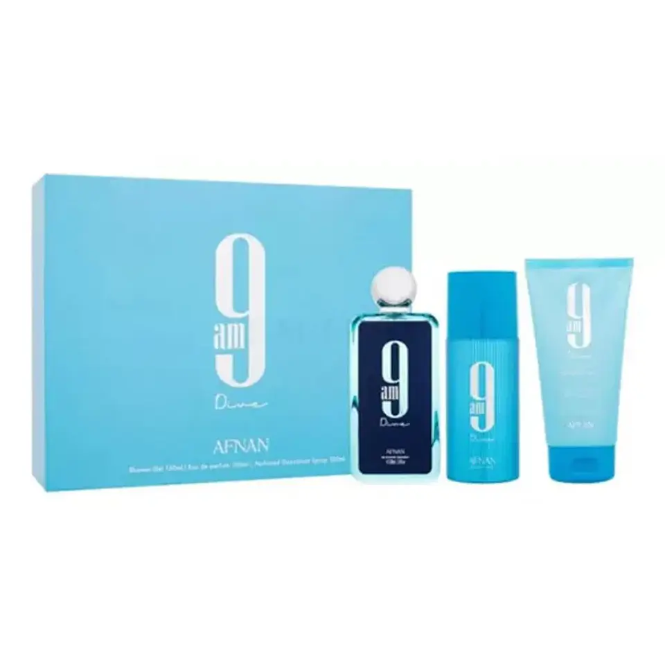 Afnan 9 AM Dive Set EDP 100 ML + Shower Gel 150 ML + Deo 150 ML Unisex 1