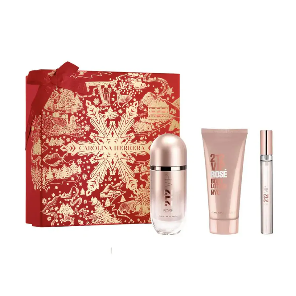 Carolina Herrera 212 VIP Rose Set EDP 80 ML + Crema 100 ML + EDP 10 ML Mujer 1