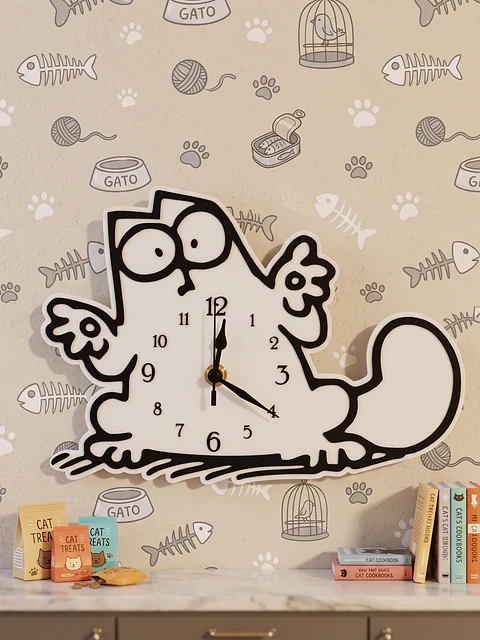 Reloj de Pared Simon's Cat (El Gato de Simon) – Diseño Divertido (27 cm)