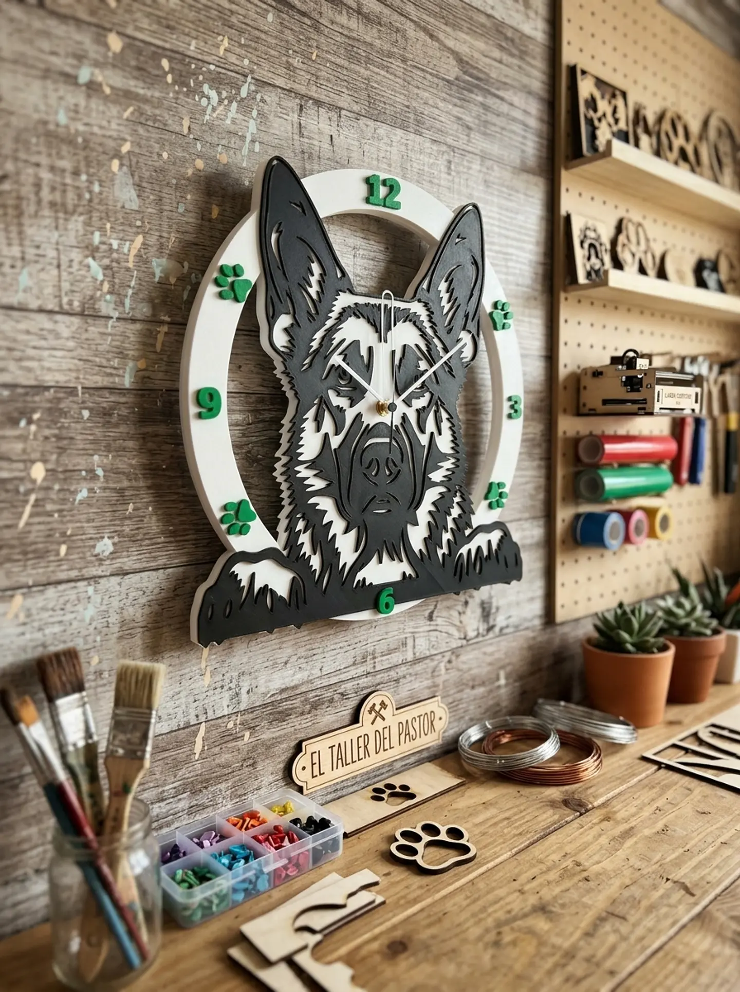 Reloj de Pared Decorativo – Diseño Pastor Alemán (25 cm) 1