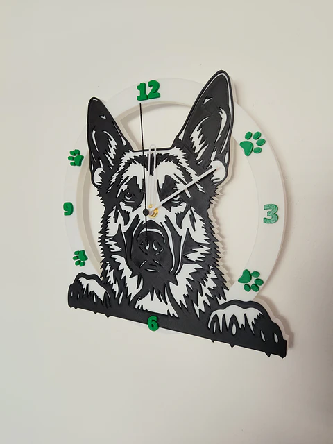 Reloj de Pared Decorativo – Diseño Pastor Alemán (25 cm)