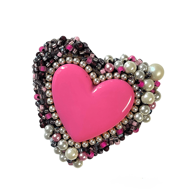 BROCHE CORAZÓN ROSA