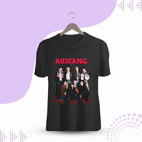 POLERA BTS ARIRANG LETRAS ROJAS