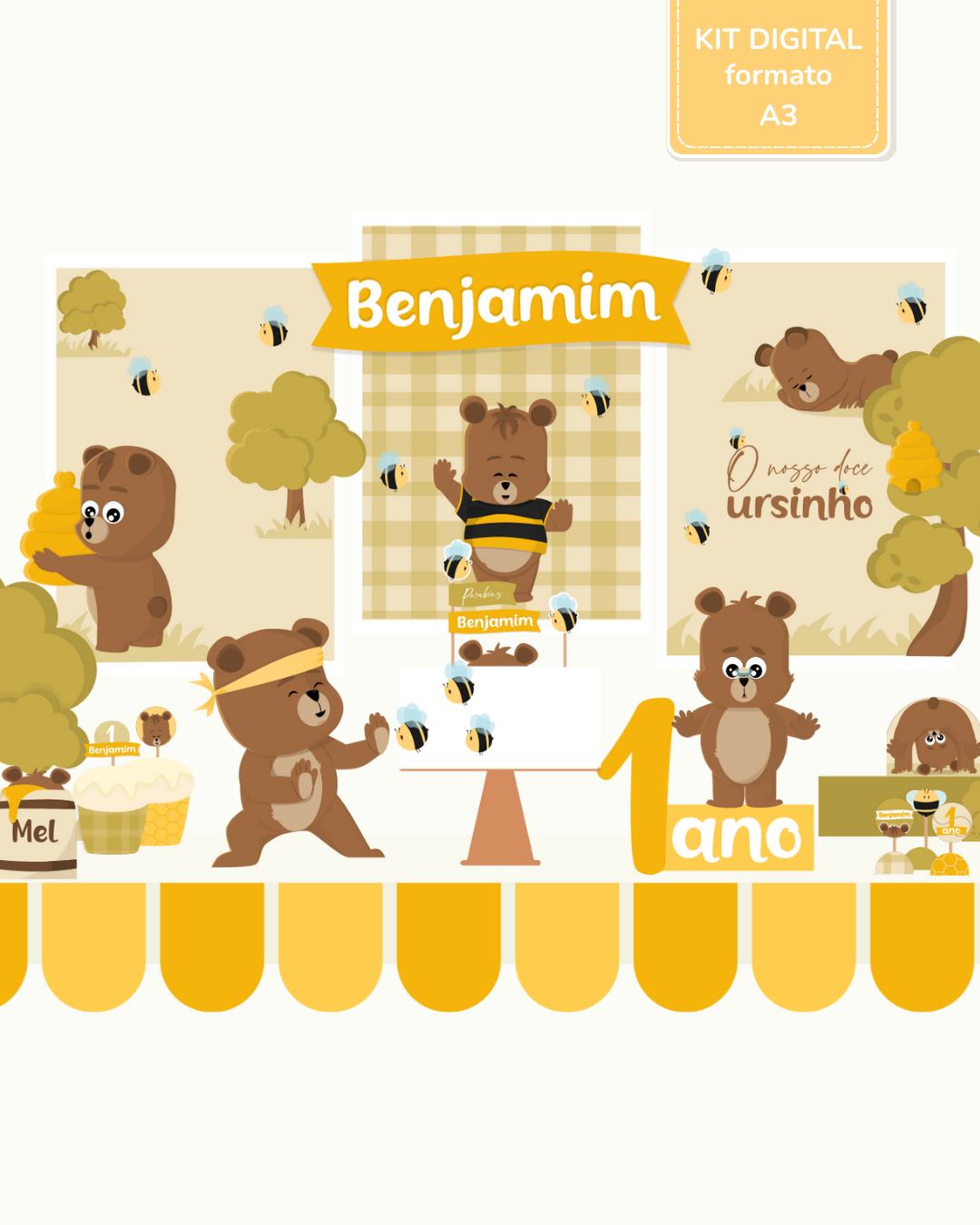  Kit Digital A3 - Ursinho Ben 1