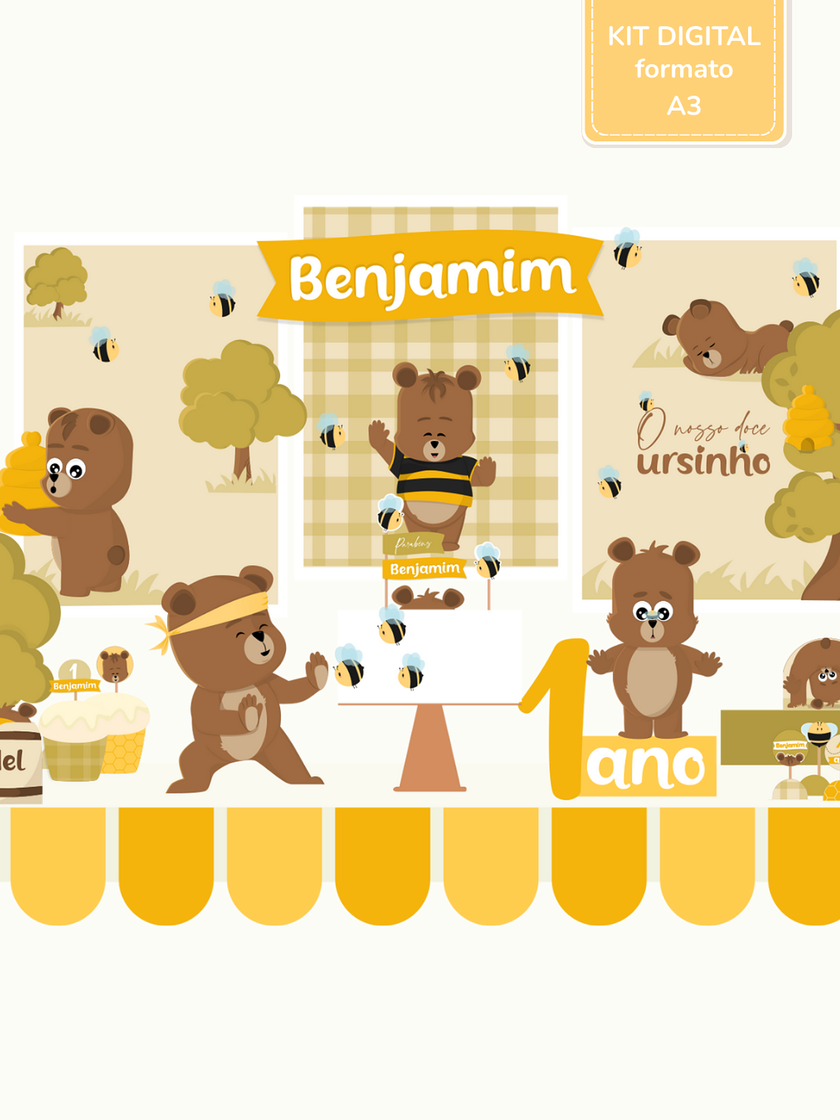  Kit Digital A3 - Ursinho Ben 1