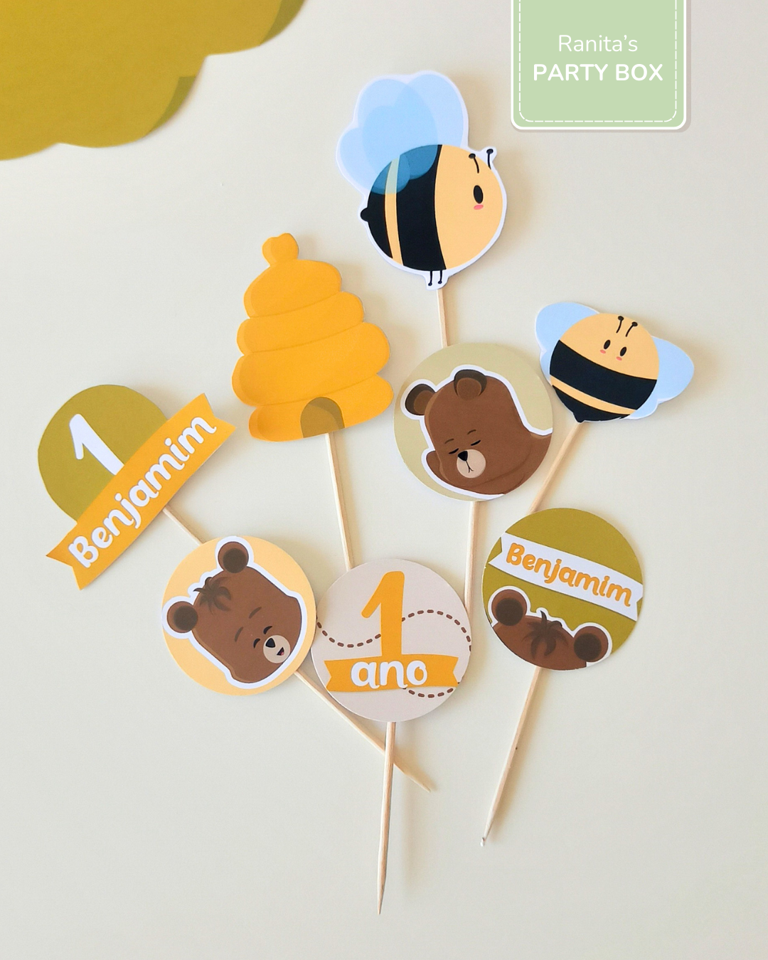 Toppers | 12 Unid. - Festa Ursinho Ben 1