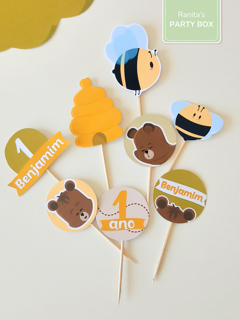 Toppers | 12 Unid. - Festa Ursinho Ben 1