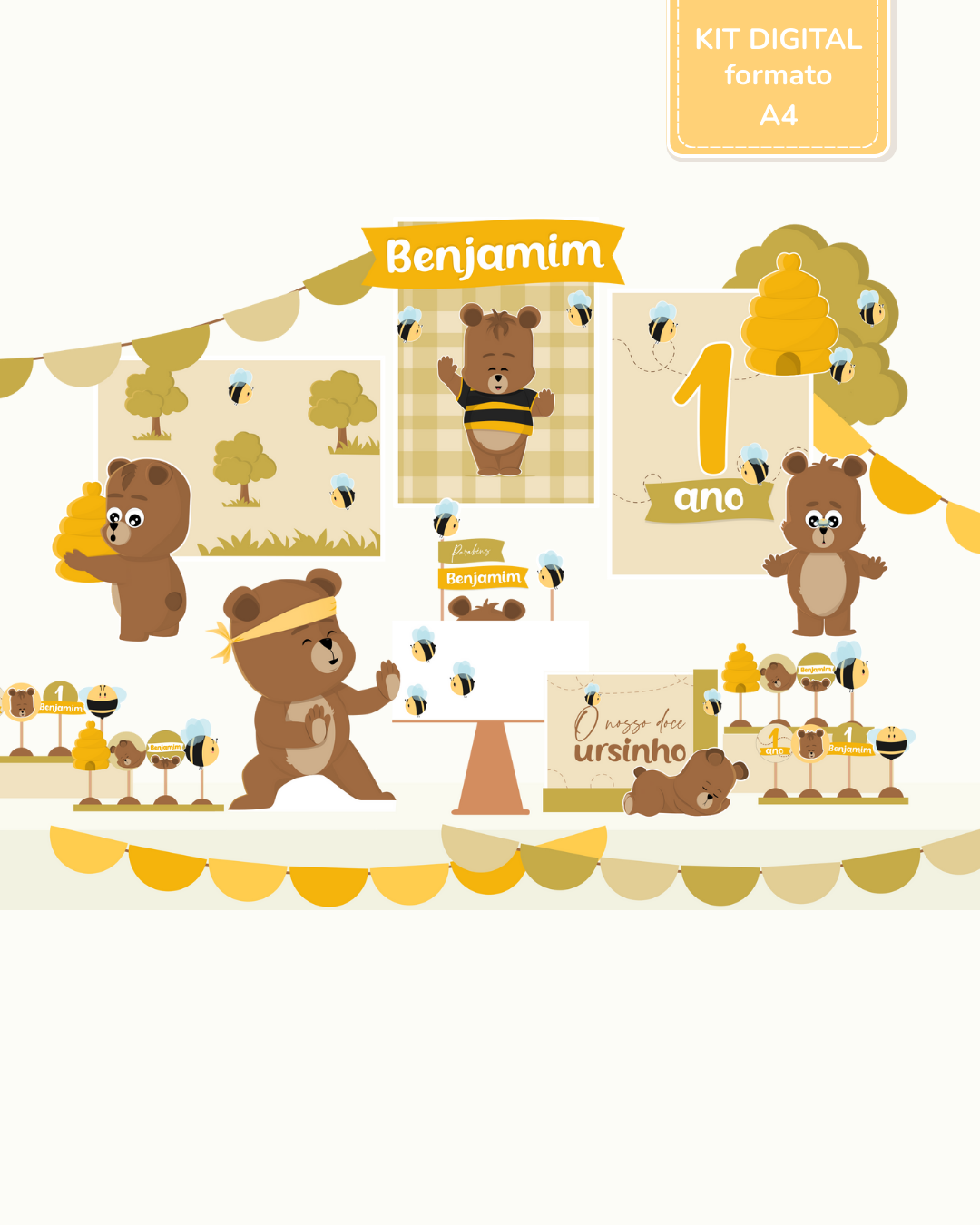  Kit Digital A4 (V. Quadrinhos) - Ursinho Ben  1