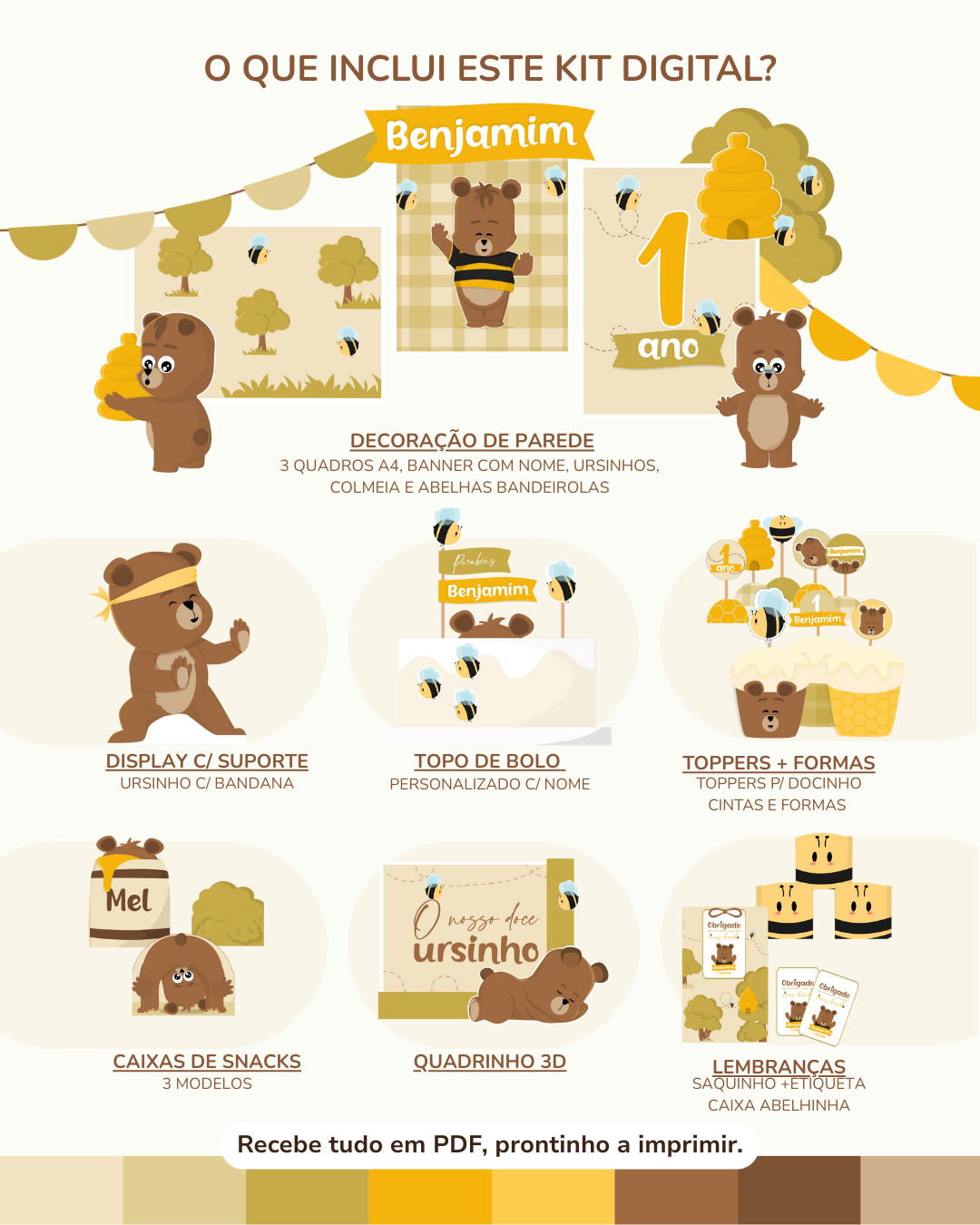  Kit Digital A4 (V. Quadrinhos) - Ursinho Ben  2