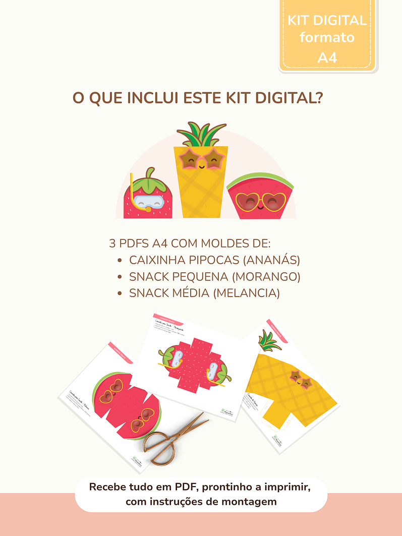 Kit Digital A4 | Caixas de Snacks - Summer Fruits 2