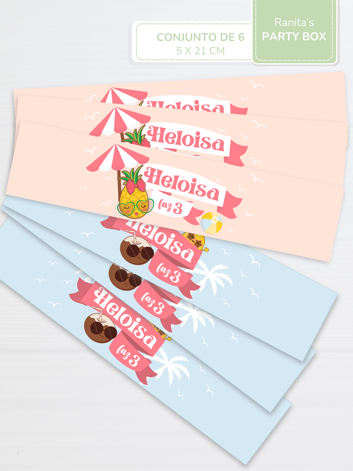 Rótulos garrafas personalizadas Peq.| 6 Unid. – Festa Summer Fruits 2