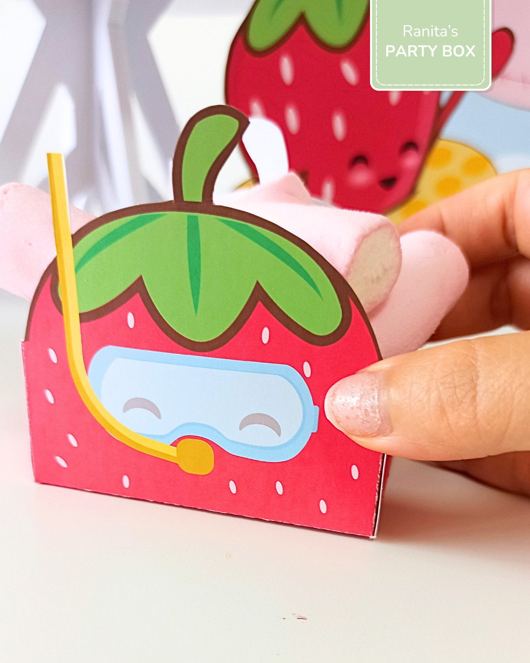 Caixa de snacks peq. | Morango – Festa Summer Fruits 1