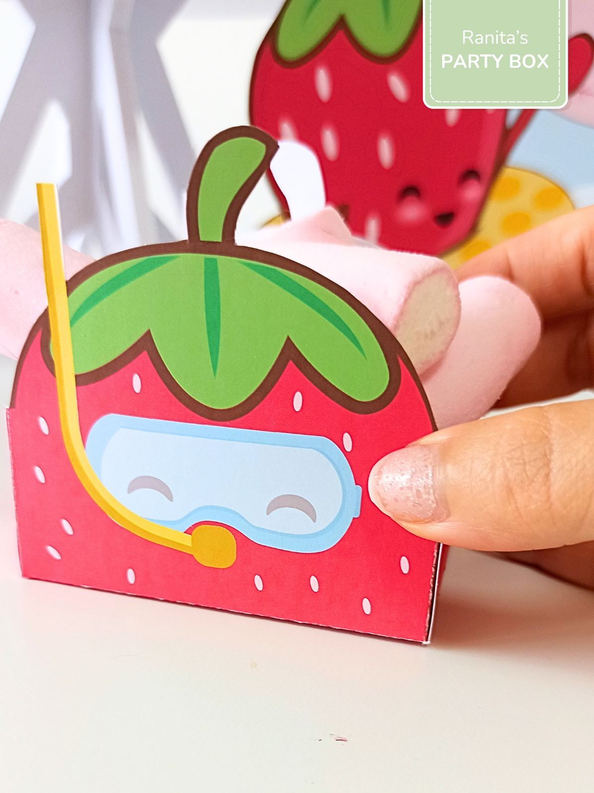 Caixa de snacks peq. | Morango – Festa Summer Fruits 1