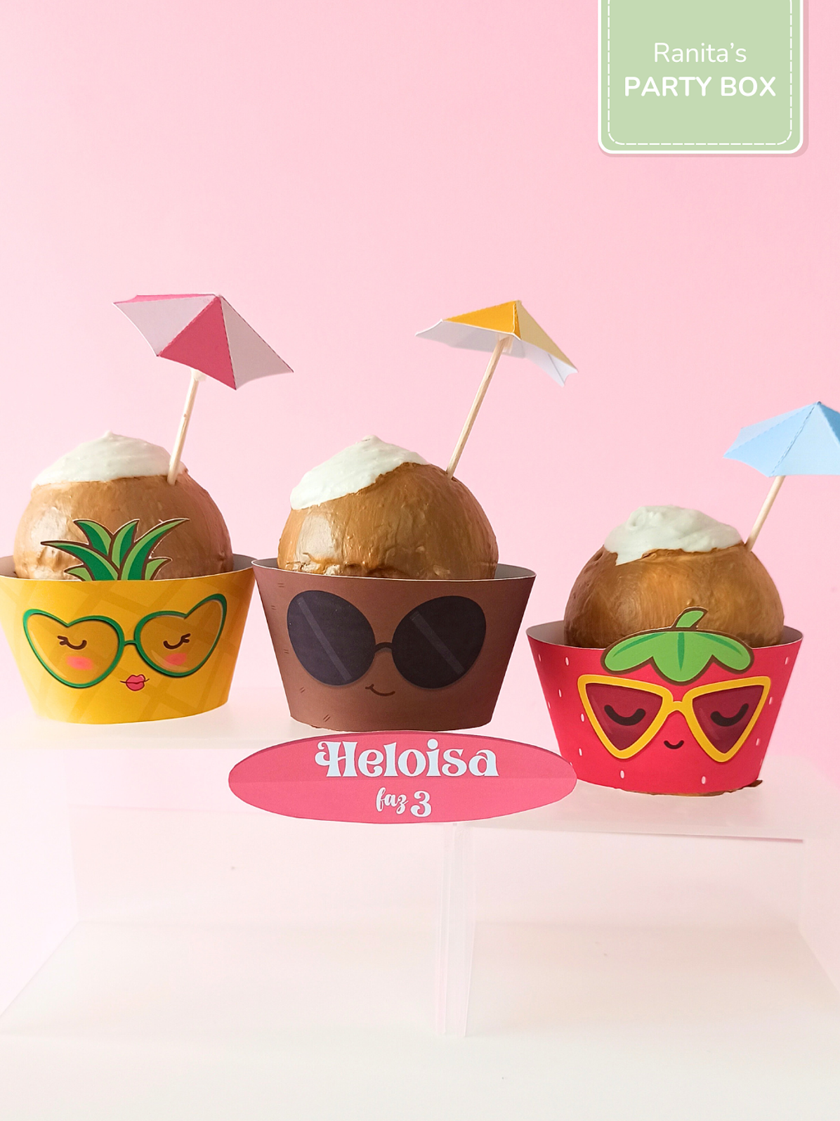 Cupcake Wrappers + Guarda Sol | 6 Unid. – Festa Summer Fruits 1