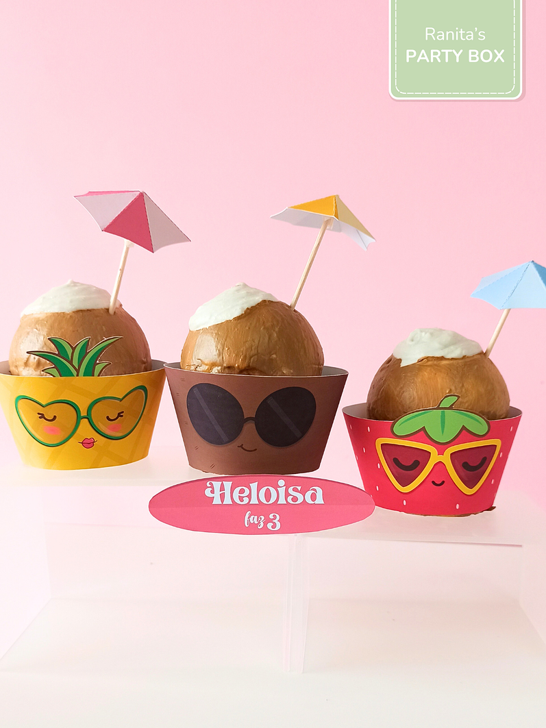 Cupcake Wrappers + Guarda Sol | 6 Unid. – Festa Summer Fruits 1