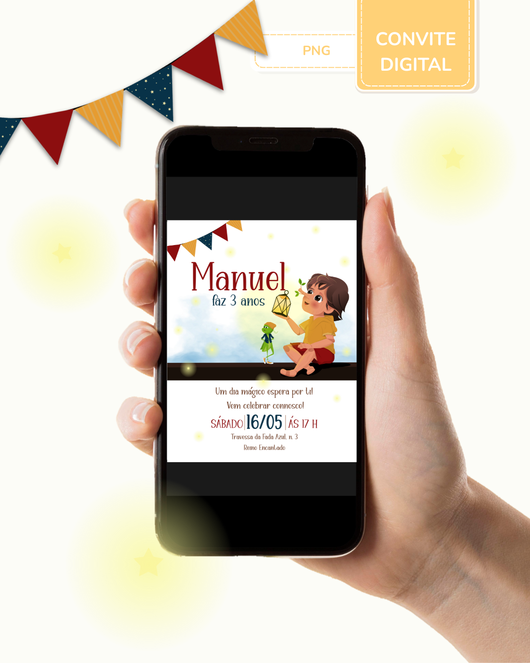 Convite digital PNG - Pinóquio 3