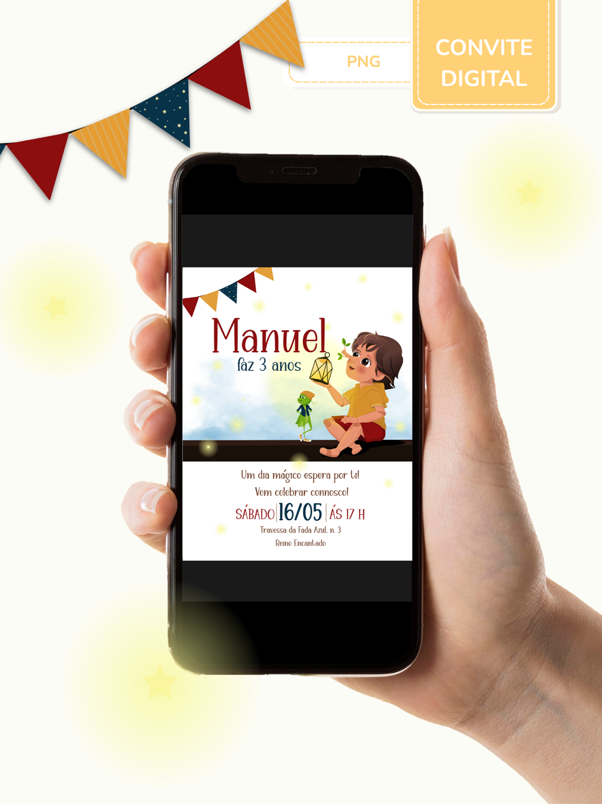 Convite digital PNG - Pinóquio 3