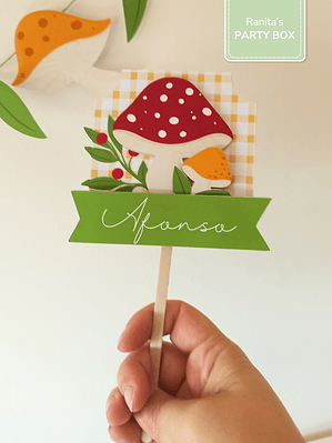Topo de bolo personalizado – Festa Cogumelos