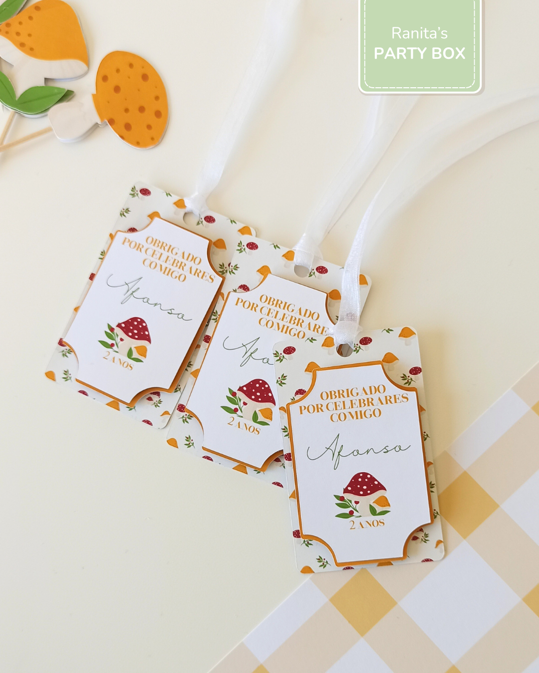 Etiquetas lembranças | 10 Unid. – Festa Cogumelos 1