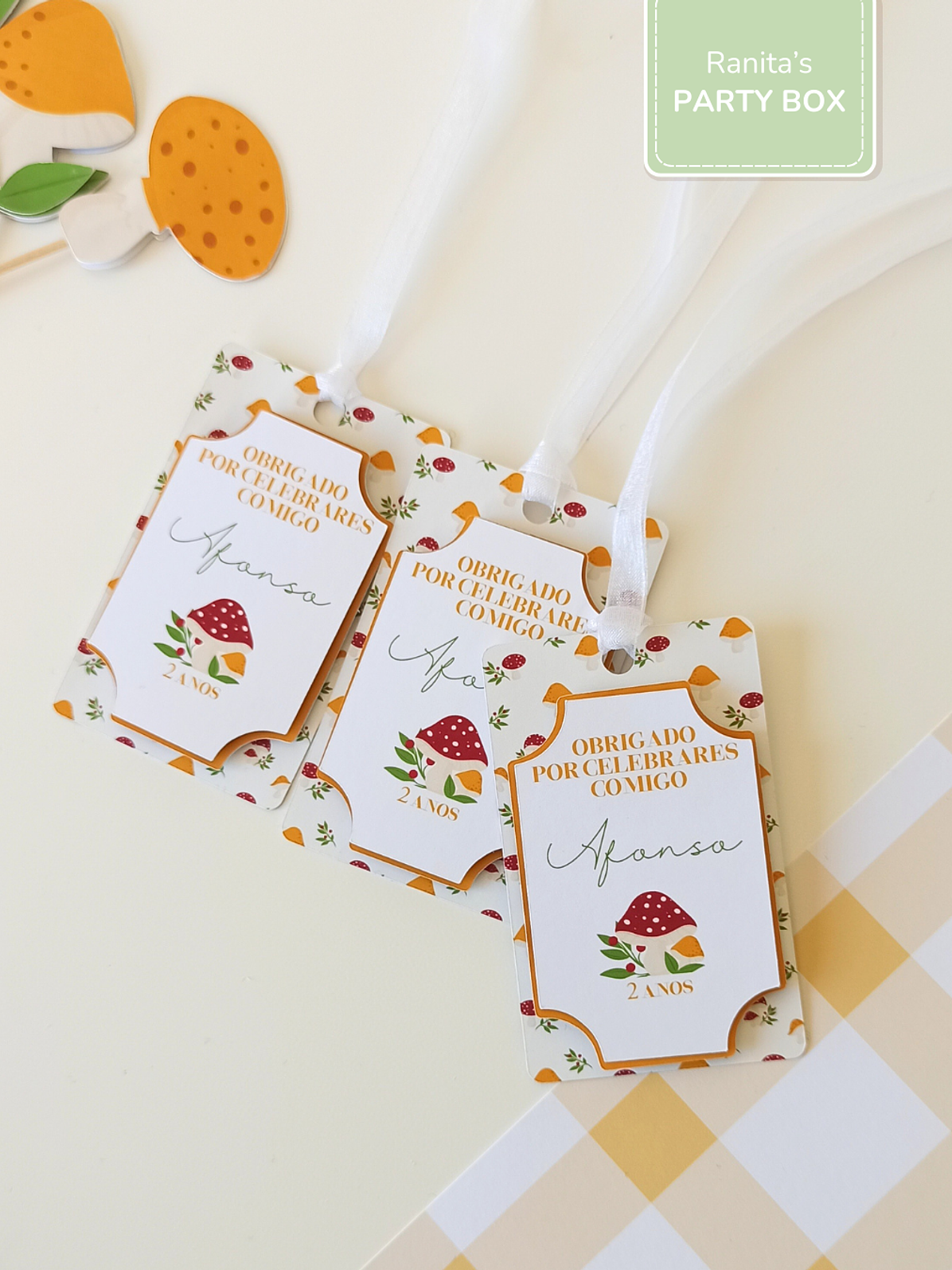 Etiquetas lembranças | 10 Unid. – Festa Cogumelos 1