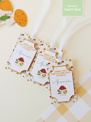 Etiquetas lembranças | 10 Unid. – Festa Cogumelos