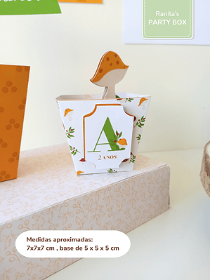 Mini caixa de pipocas – Festa Cogumelos 