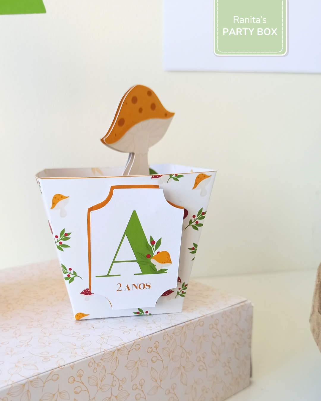 Mini caixa de pipocas – Festa Cogumelos  1