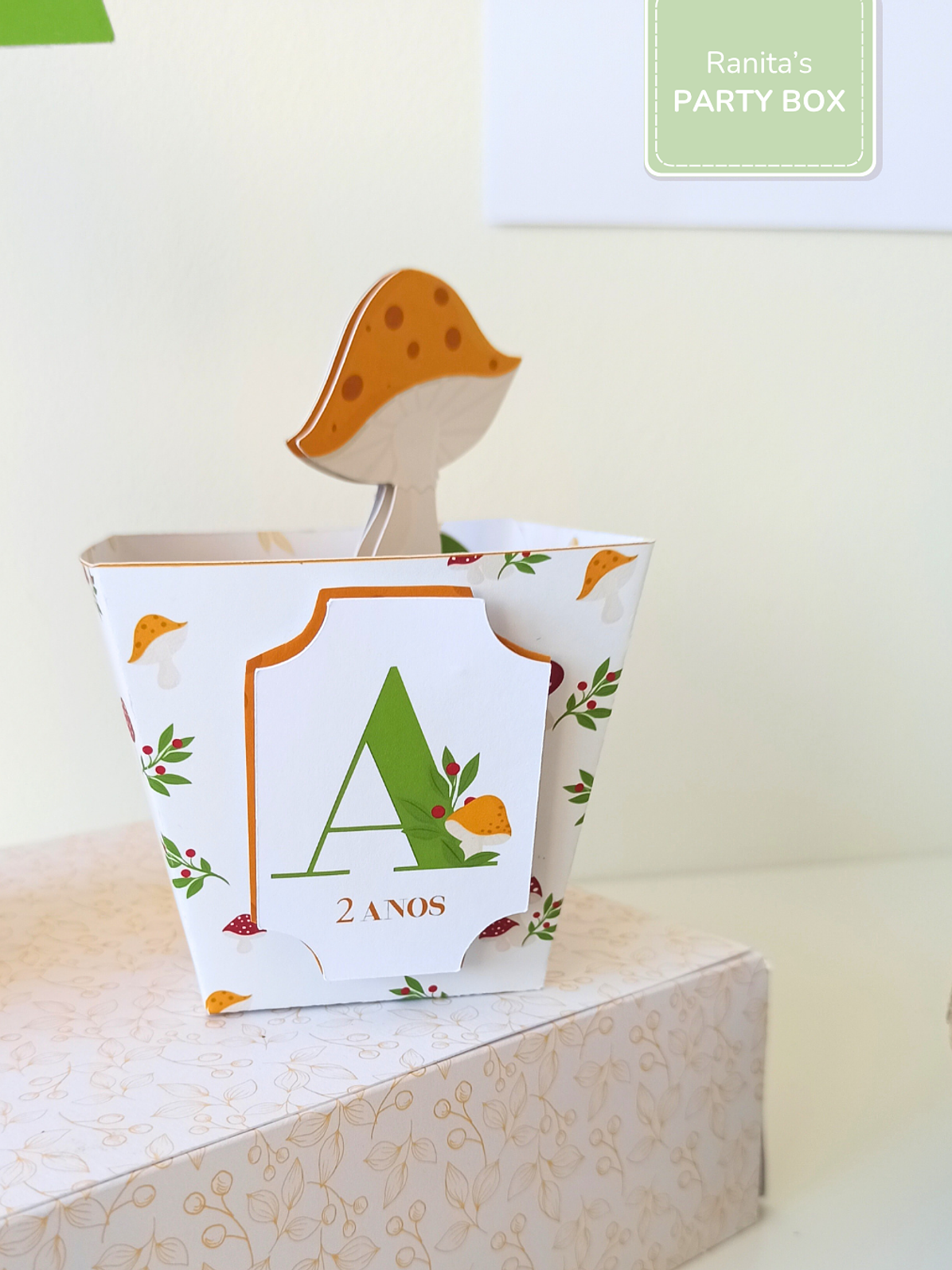 Mini caixa de pipocas – Festa Cogumelos  1