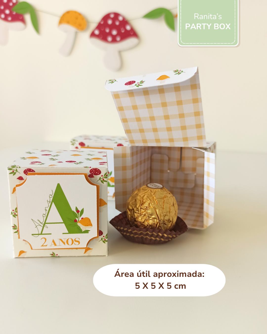 Caixa um docinho - Festa Cogumelos 2