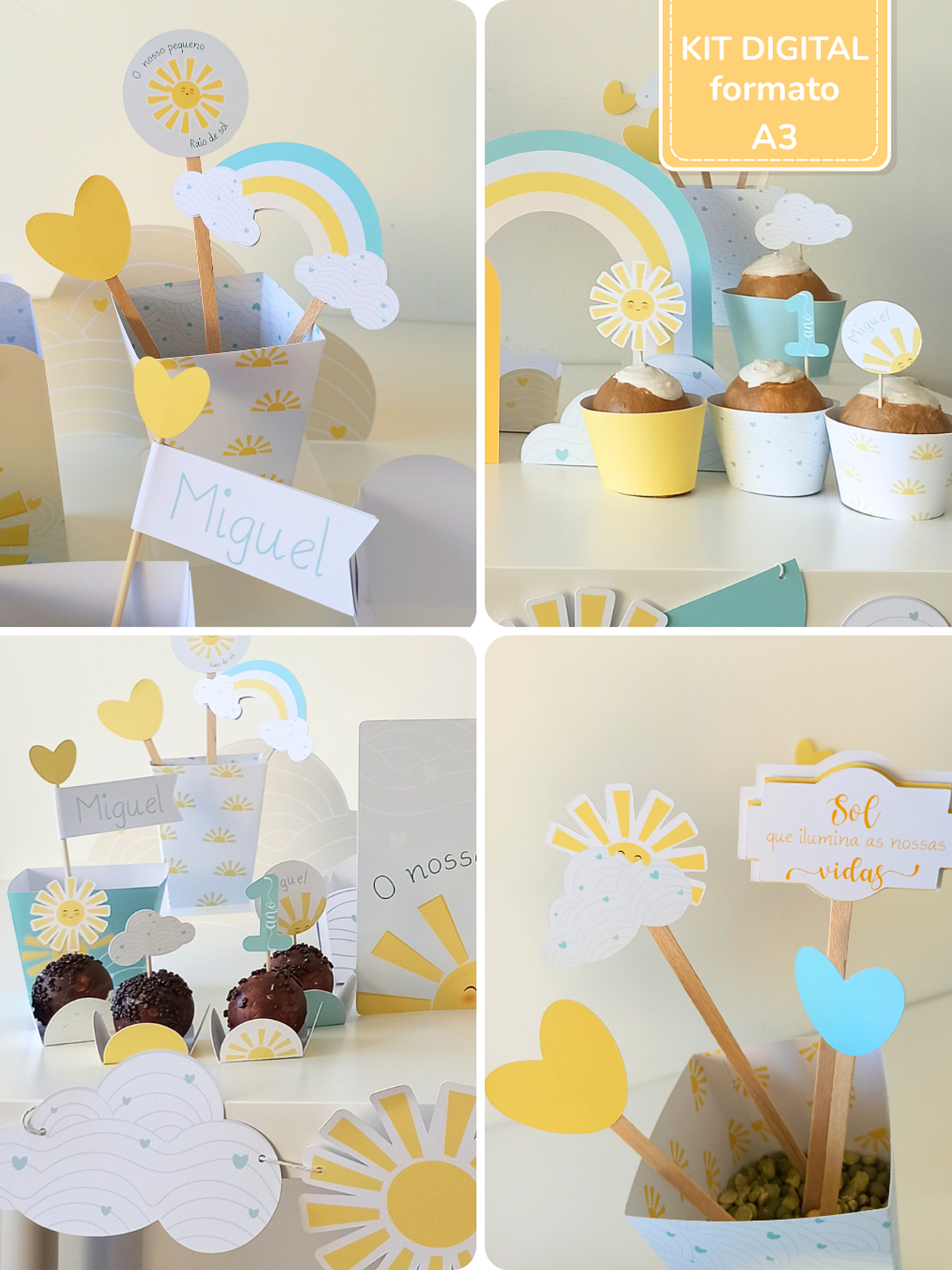  Kit Digital A3 e A4 - Sunshine  - Raio de sol 5