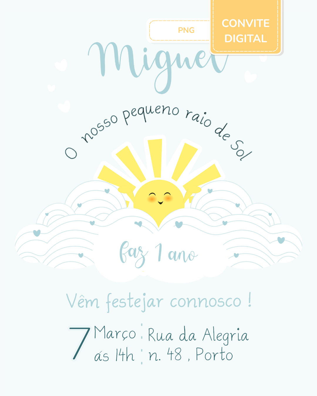 Convite digital PNG - Sunshine - Raio de Sol 2