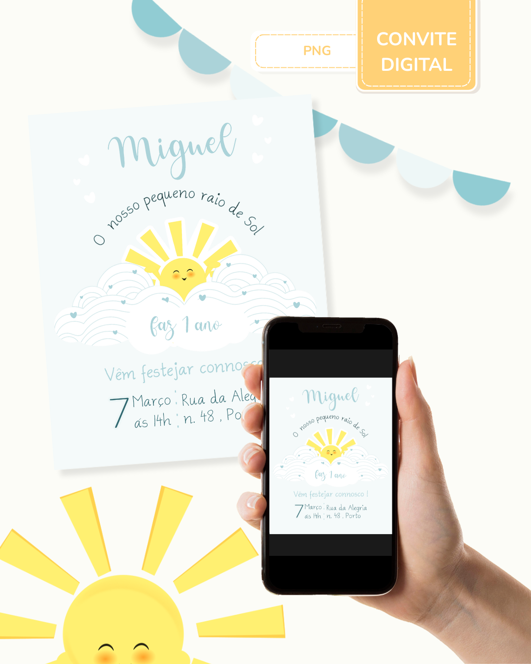 Convite digital PNG - Sunshine - Raio de Sol 1
