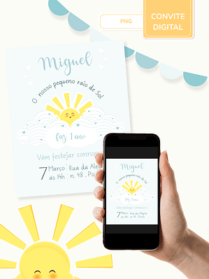 Convite digital PNG - Sunshine - Raio de Sol
