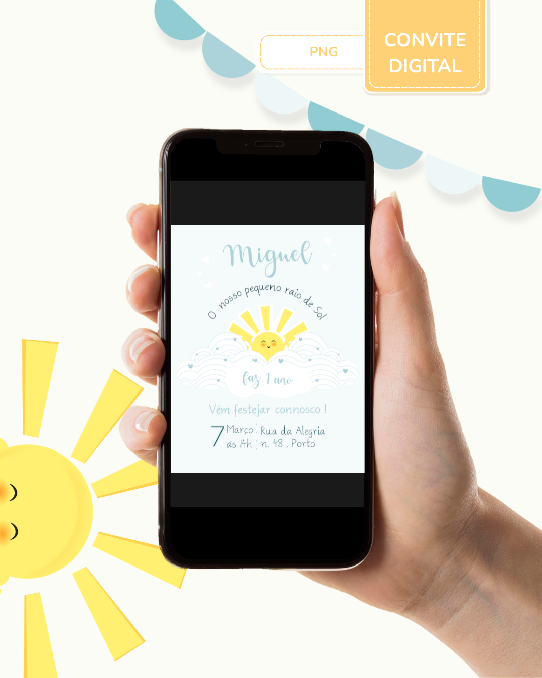 Convite digital PNG - Sunshine - Raio de Sol 3