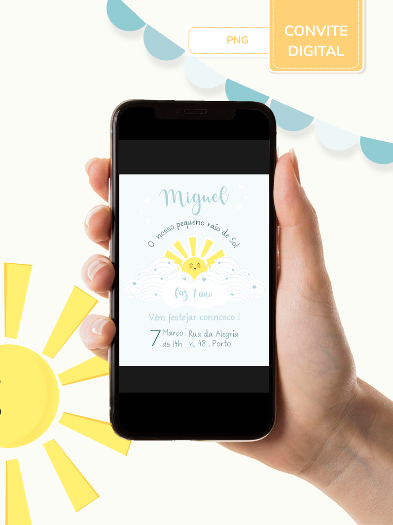 Convite digital PNG - Sunshine - Raio de Sol 3
