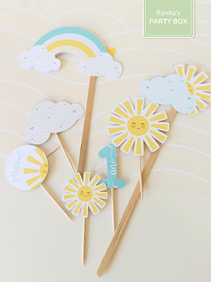 Toppers | 12 Unid. - Festa Sunshine - Raio de Sol