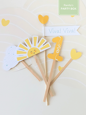 Topo de bolo personalizado – Festa Sunshine - Raio de sol