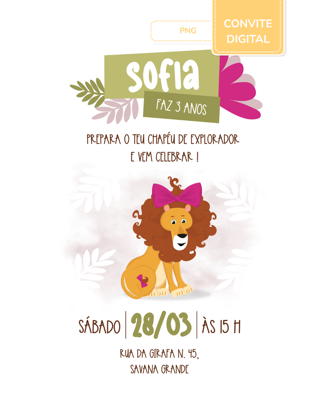 Convite digital PNG - Safari - Stay Wild Girl 2