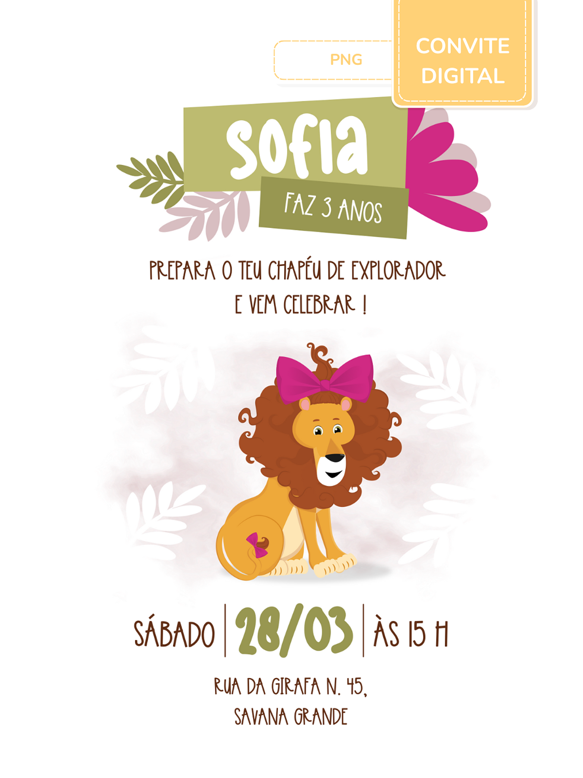 Convite digital PNG - Safari - Stay Wild Girl 2