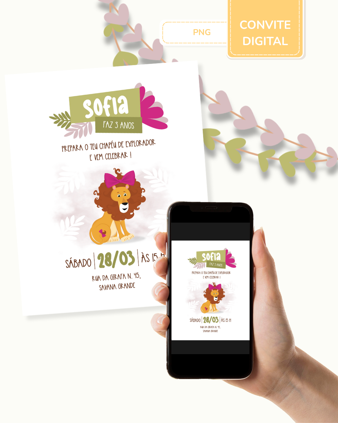 Convite digital PNG - Safari - Stay Wild Girl 1