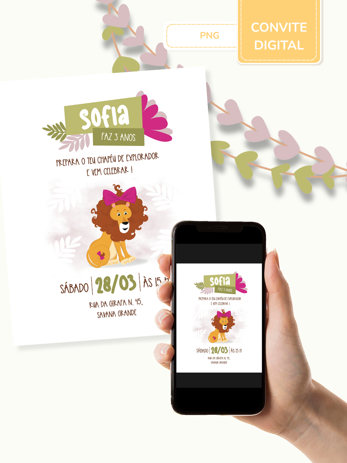 Convite digital PNG - Safari - Stay Wild Girl 1