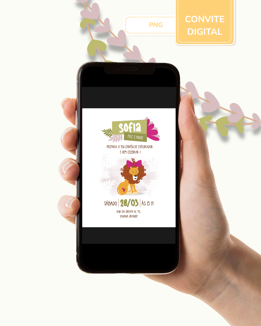 Convite digital PNG - Safari - Stay Wild Girl 3