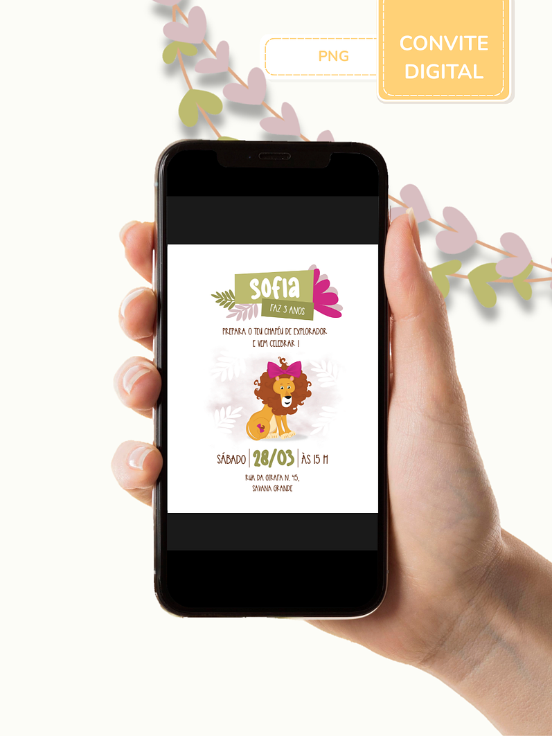 Convite digital PNG - Safari - Stay Wild Girl 3