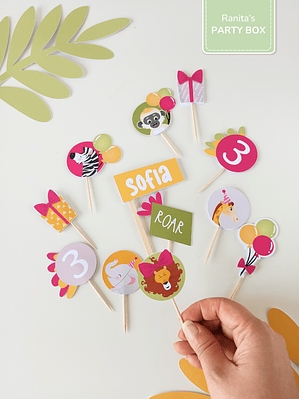 Toppers | 12 Unid. - Festa Safari - Stay Wild Girl